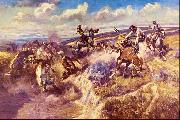 Charles M Russell Tight Dalley and a Loose Latigo oil painting